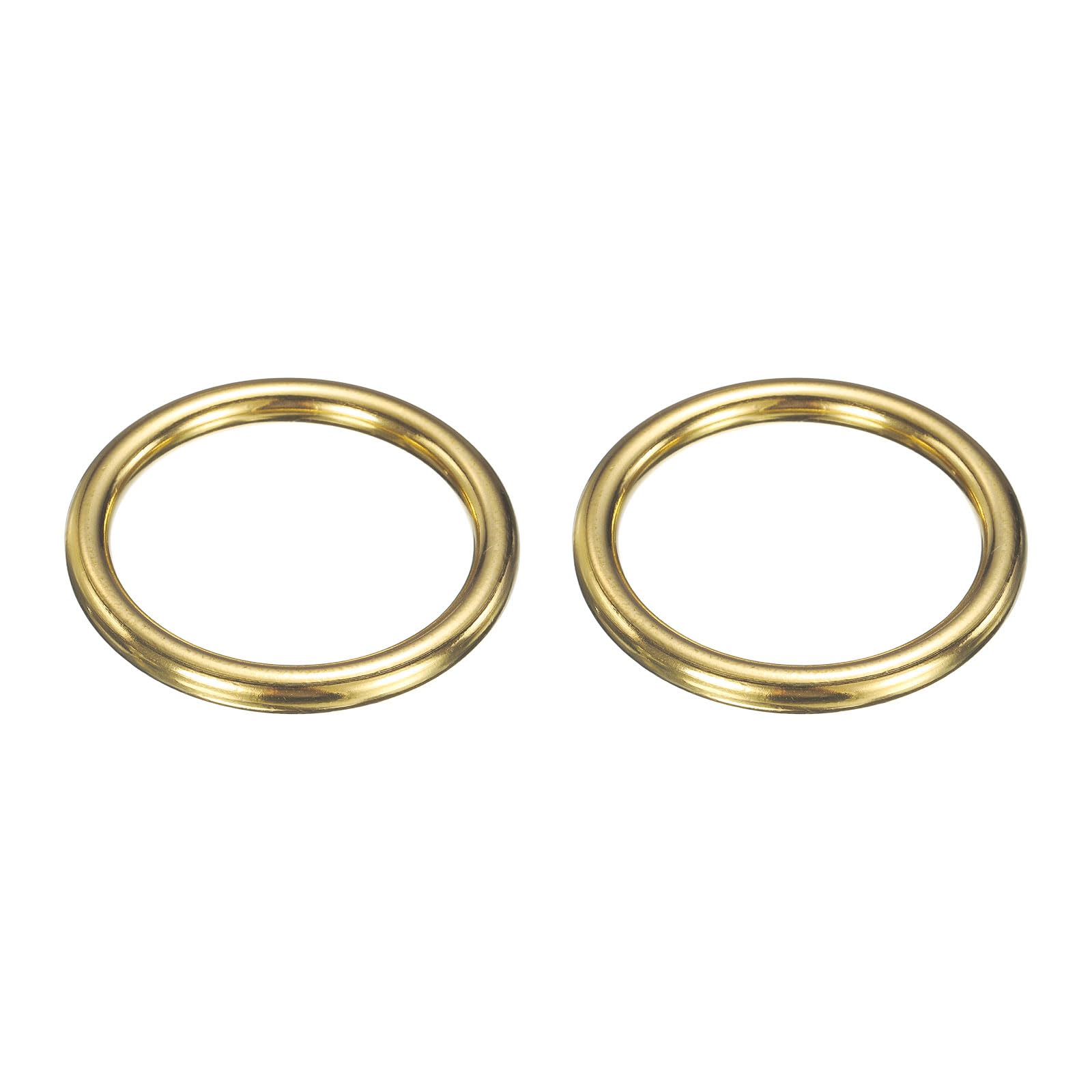PATIKIL Metal O Ring, 2 Pcs 2.4 Inch OD 1.8 Inch ID 7mm Thick Seamless Solid Round Brass O Rings for Dog Leashes Wall Plant Hanging Basket Bags Belts DIY Craft, Gold