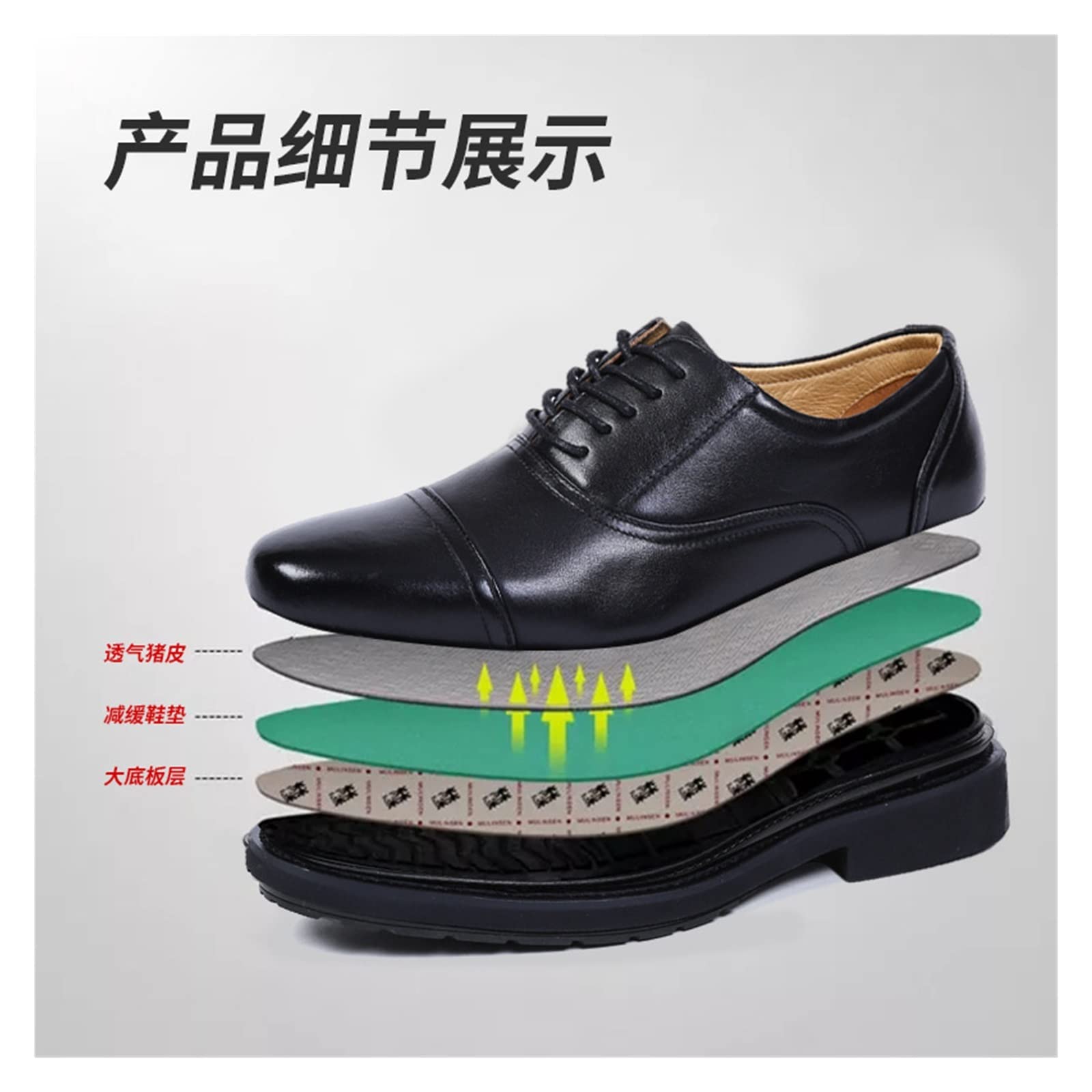 CARZE Męskie skórzane buty Formalne ręcznie robione buty Prawdziwa skóra Duże rozmiary Business Casual Men's Shoes buty męskie(45)