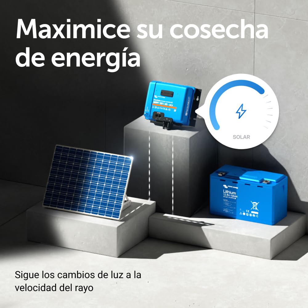 Victron Energy SmartSolar MPPT Controlador de Carga Solar 150V 60 amperios 12/24/36/48-Voltios (Bluetooth) para MC4 | Controlador de carga solar Bluetooth MPPT para paneles solares con conexión MC4