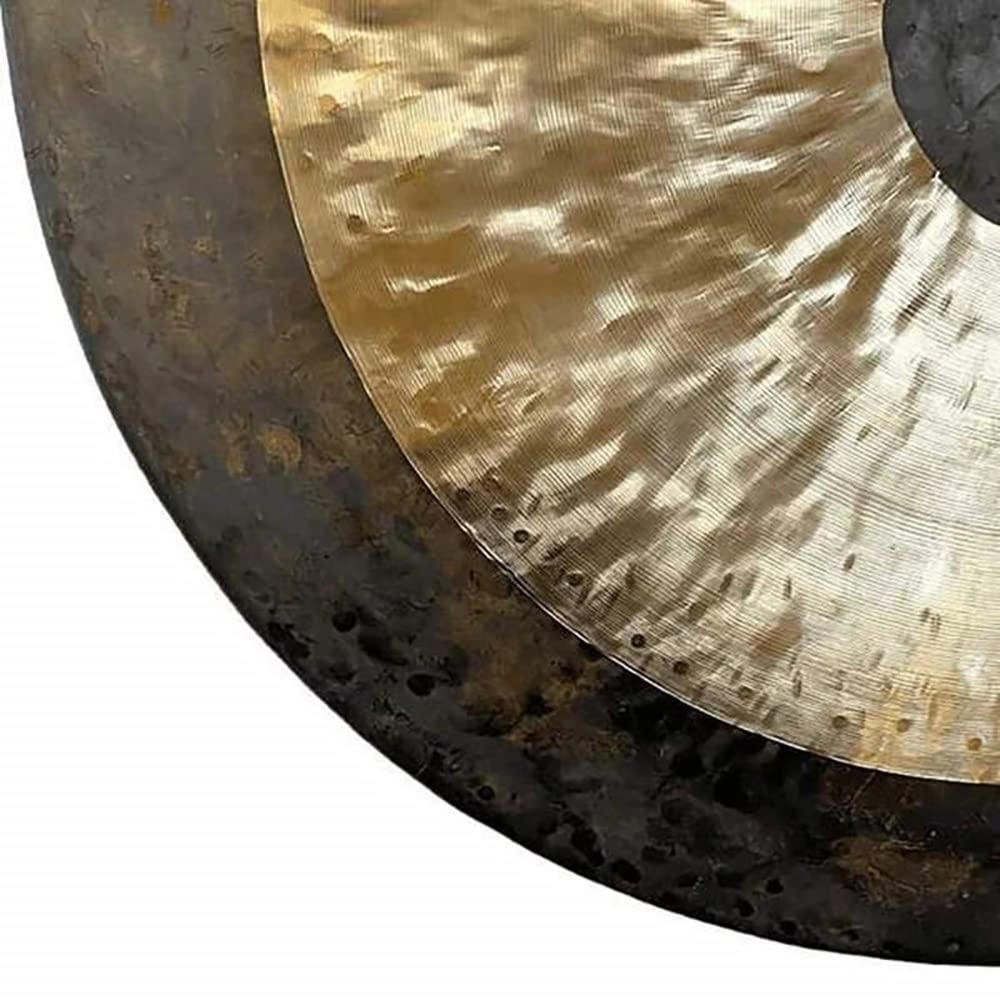 Gong Traditionnel Chinois en Bronze, Magnifique Finition Chatoyante, Aspect Traditionnel Et Vieilli, Son Apaisant, for La Guérison par Le Son Et La Méditation(20Inch)