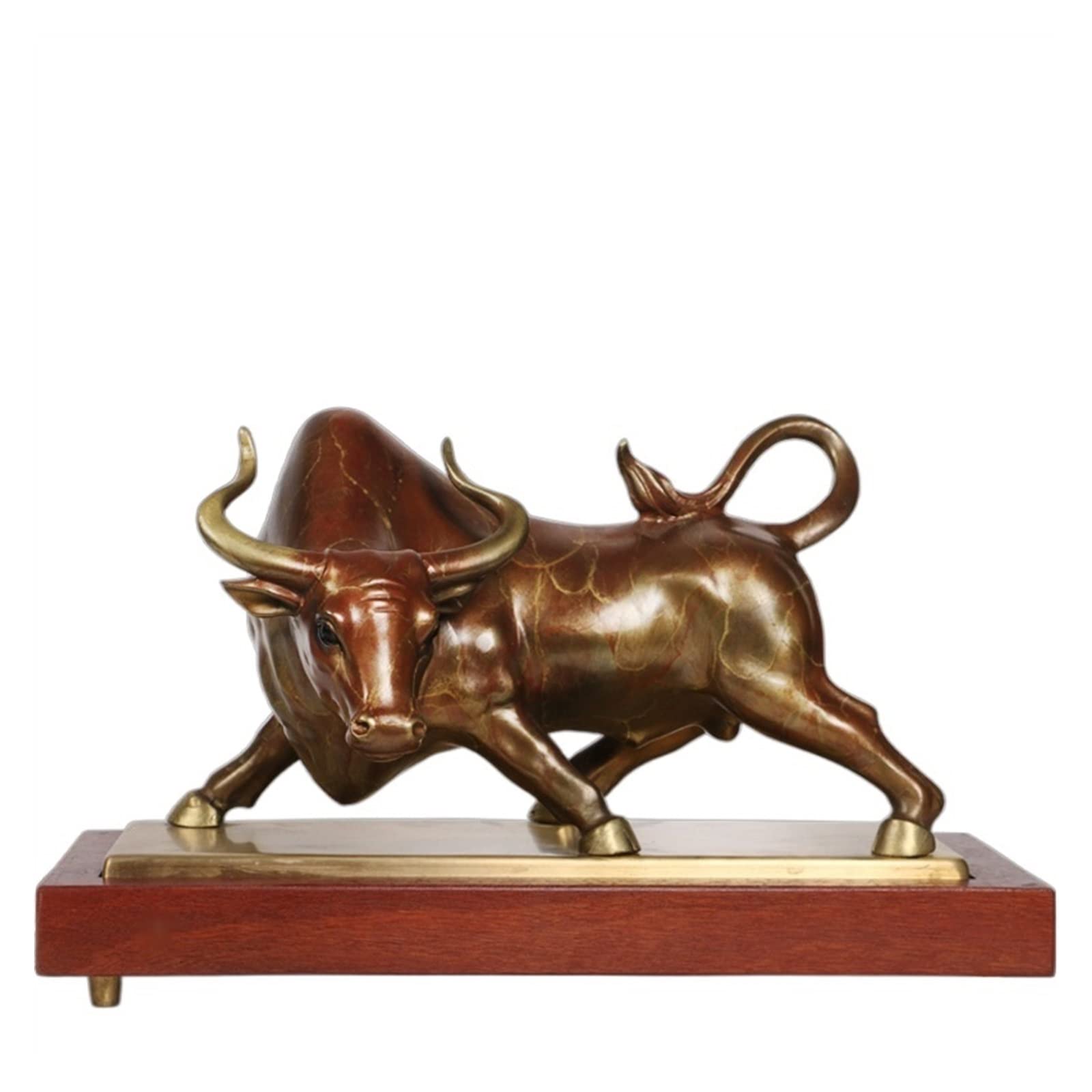 ZZlei2yu-12 Home Decor Ornament Pure Copper Bull Entrance Ornament Living Room Home Office Feng Shui Ornaments Colorful Ornament(Yellow)