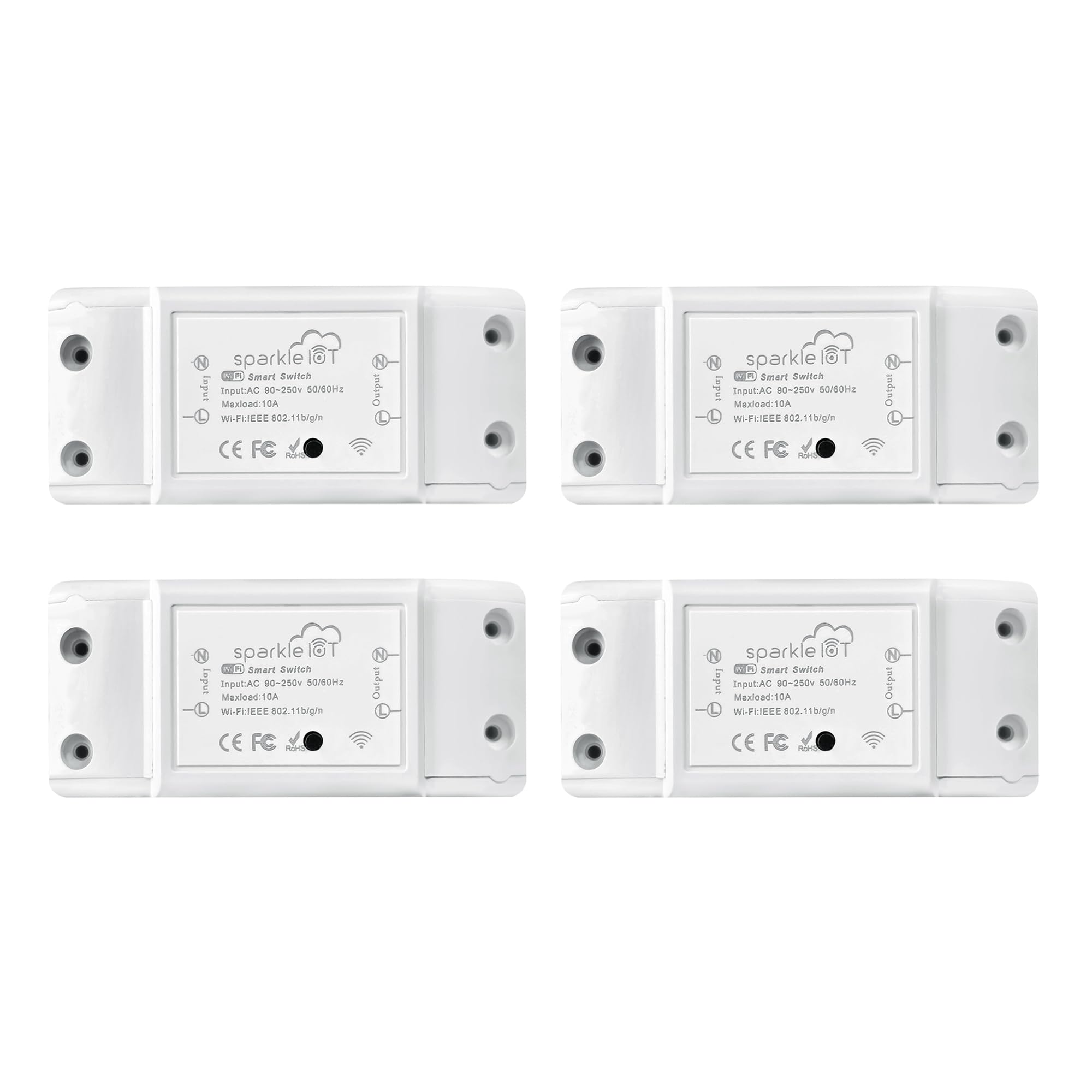 Heltec 4Pcs Smart WiFi Light Switch Smart Switch Apple HomeKit Compatible Timer Function 10A 2200W