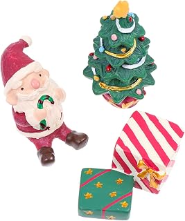 POPETPOP Decorações De Aquário De Natal - 3 Peças Decorações De Tanque De Peixes De Resina Caixas De Presente De Papai Noel Árvore De Natal Micro Ornamentos De Paisagem Decoração De Mesa