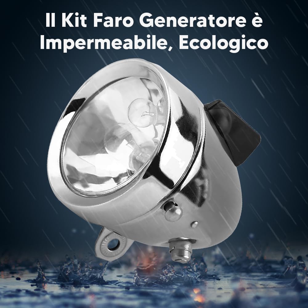 12V 6W Fanale Ovale per Bici Frontale,Luce Posteriore Che Genera Elettricità,Fanale Posteriore della,Dinamo del Generatore di Attrito del Fanale Posteriore della Bici Motorizzato della Bici
