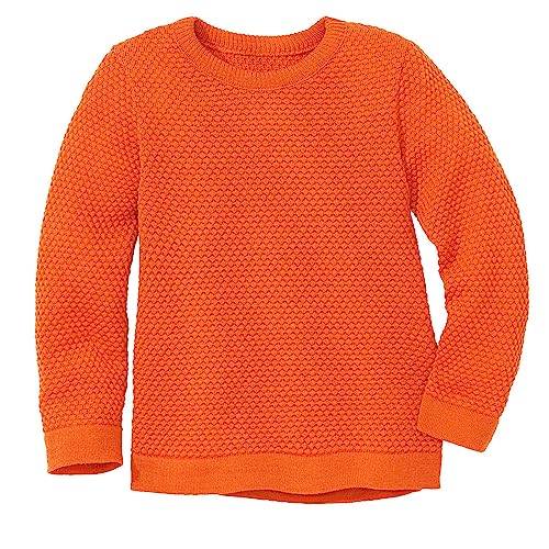 Disana WABENSTRICK-Pullover, Leichter Pullover für Frühling und Sommer | 100% Bio-Merinowolle GOTS, IVN Best | Kleinkind Kind Unisex | Made in Germany | Orange Gr. 110-116