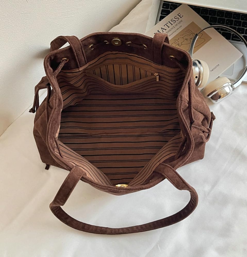 Slouchy Suede Hobo Bucket Bags Women Cute Underarm Shoulder Bag Crescent Crossbody Purses College Satchels Tote Handbag 2025