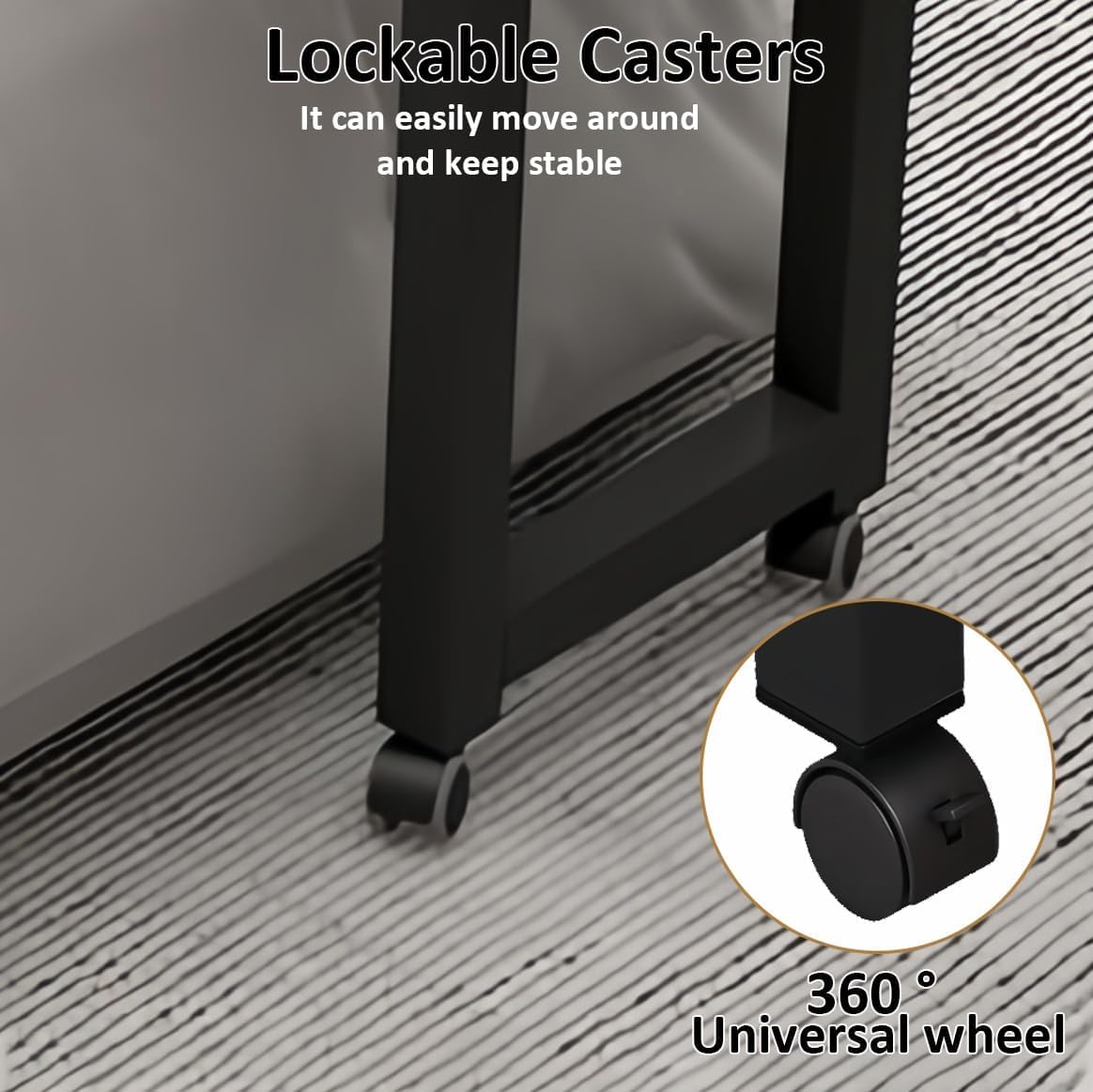 Rolling Overbed Table with Lockable Wheels and Heavy Duty Metal Leg Adjustable Height Laptop Cart for Home Hospital and Office Use (47x16x31inch Oak)