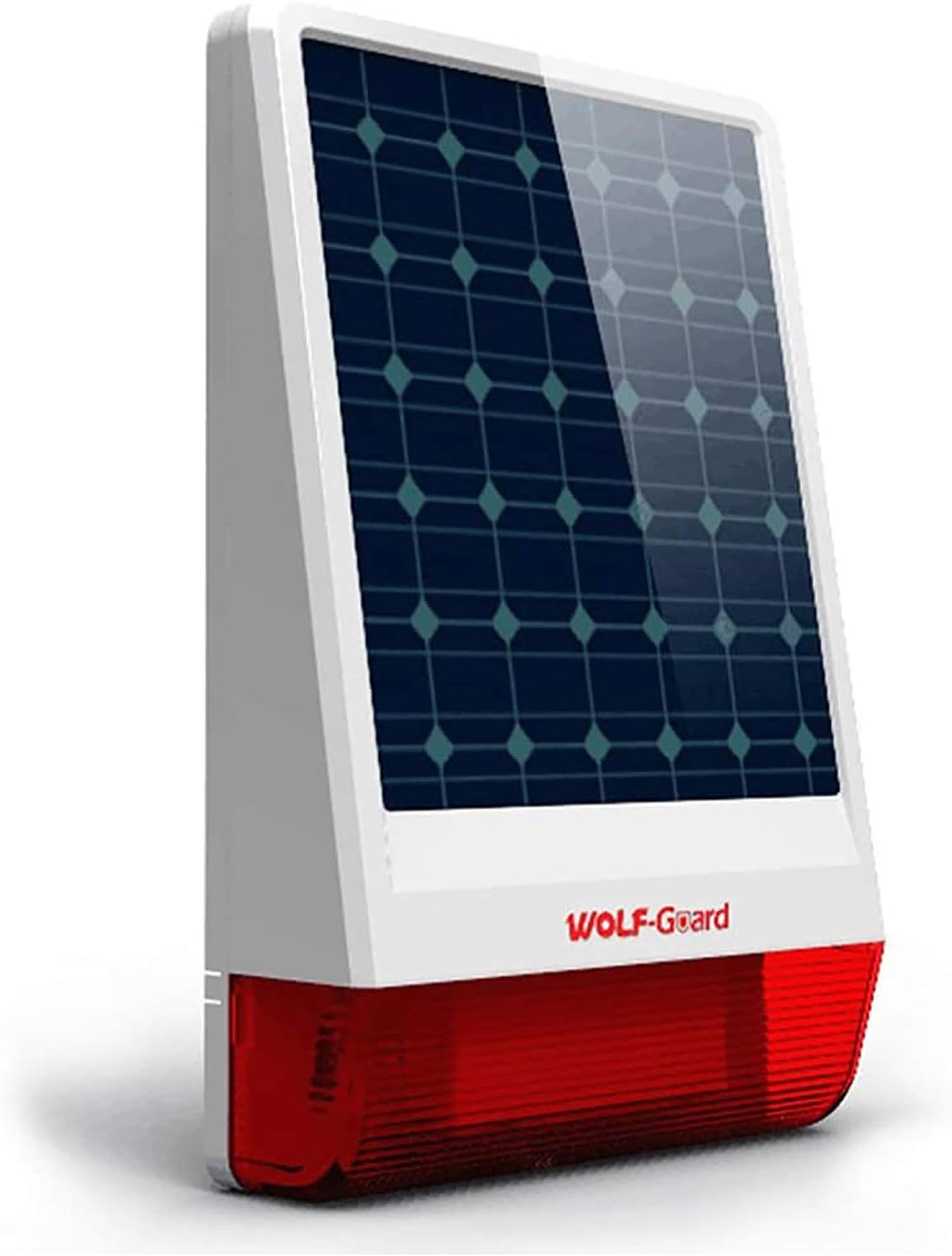 Wolf-Guard JD-W06 Wireless Siren, 433MHz Outdoor Flash LED Solar Strobe as added Deterrent, 110db Live Siren,12"X7.5",Only compatible Wolf-Guard Alarm System