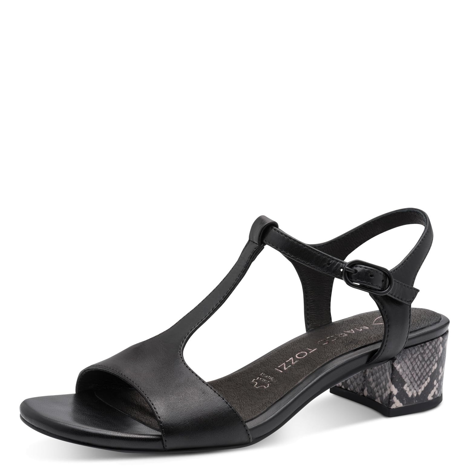 MARCO TOZZI Women's Sandal soft Feel Me footbed Leather soft lining Modern, black (BLACK COMB), 8.5 UK