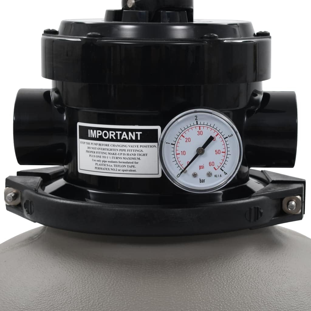 SKM Pool Sand Filter with 4 Position Valve Gray 1.4"
