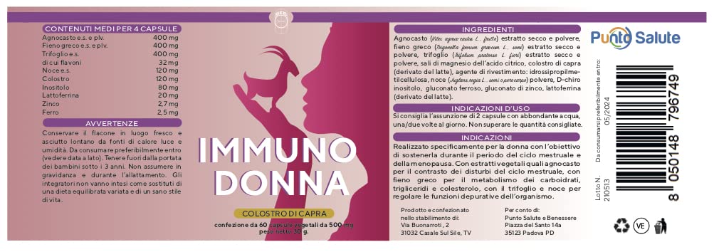 SEB - IMMUNO DONNA - Integratore alimentare da 60 capsule - Rimedio naturale per disturbi legati al ciclo mestruale e alla menopausa