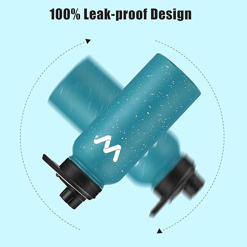 Miniatura 5 de WEREWOLVES Botella de agua aislada personalizada con mango de paracaídas, tapa de popote y tapa de boquilla, botella de agua de boca ancha de acero