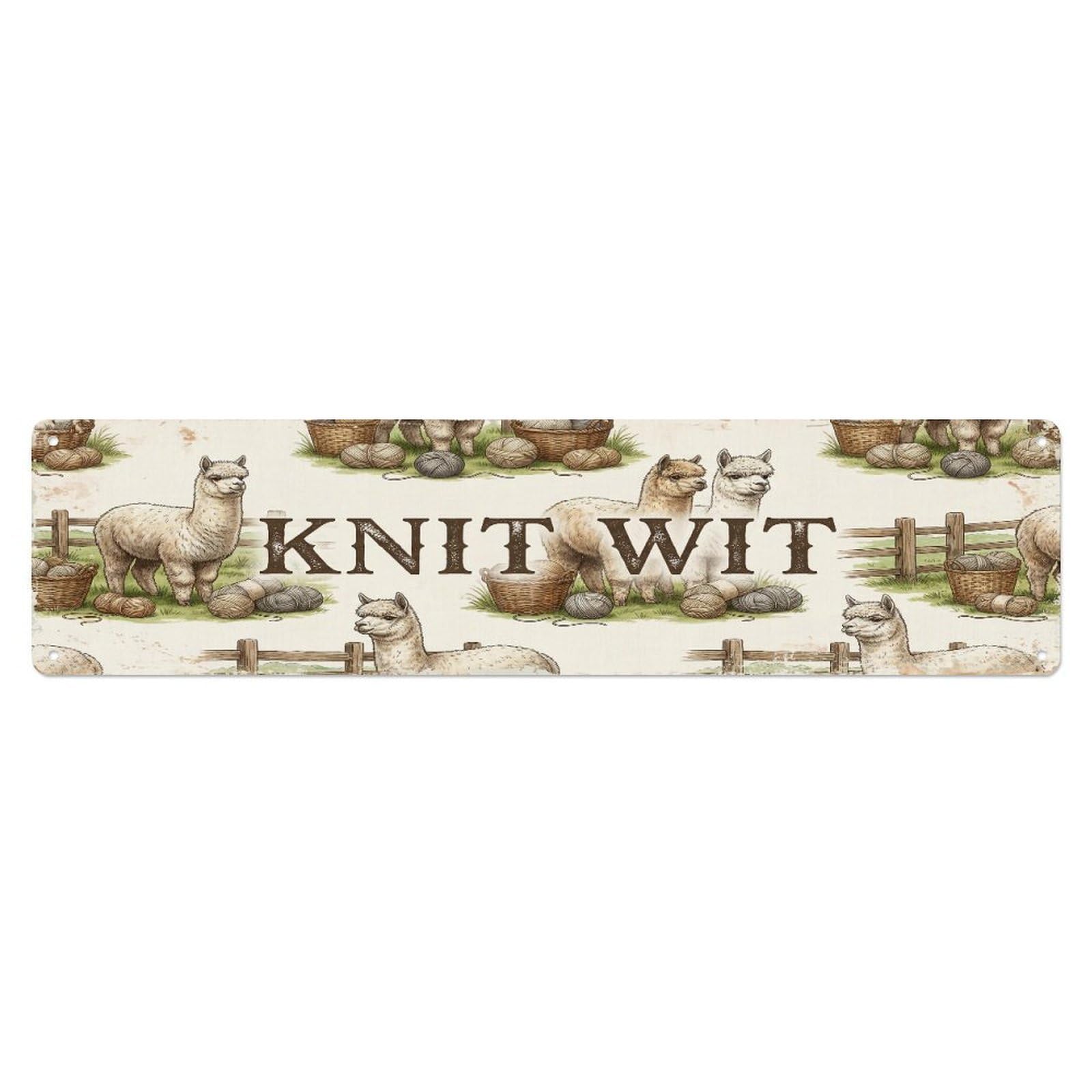 Xanthor Style Metal Tin Sign Vintage Pen Knit Alpaca Farmhouse Funny Alpaca Backyard Farm