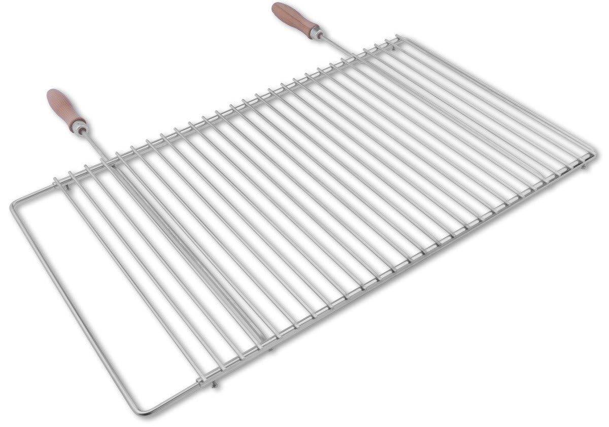 Grille Barbecue INOX réglable 50–70 × 37 cm avec poignées