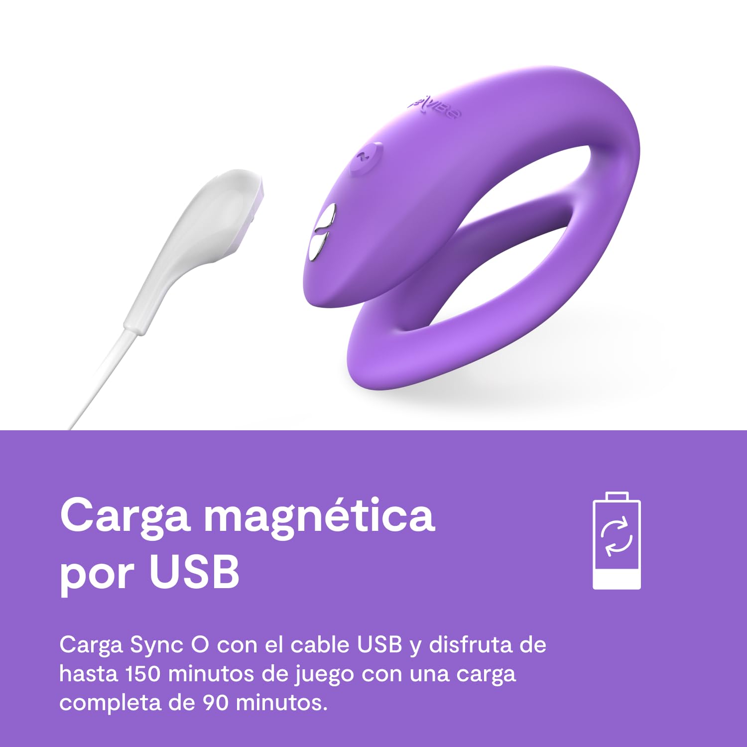 We-Vibe Sync O Vibrador para parejas | Juguete erótico en forma de C con mando a distancia | Vibración controlada por aplicación | Estimulación del punto G y del clítoris | Impermeable | Morado