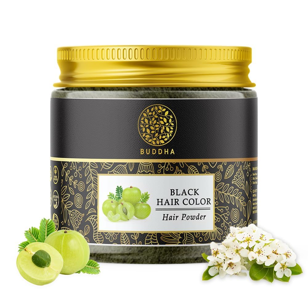 Buddha Natural Black Hair Color Powder (50 Gram) - Natural Color for Instant Black Color and Greys Coverage | Long-Lasting Color | Chemical-Free, Plant Based Powder-image-12