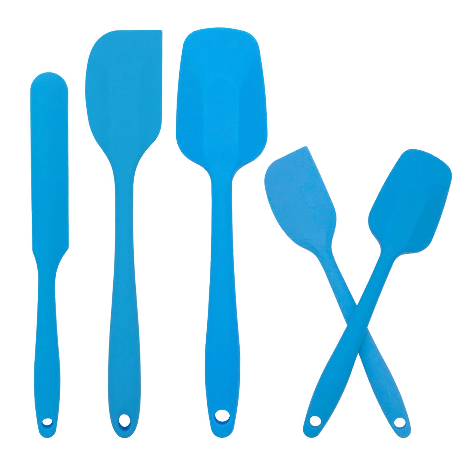 Silicone Spatula 5-Piece Set, High Heat-Resistant Non-Stick Rubber Spoon Spatula Kitchen Scraper Jar Spatula with Strong Stainless Steel Core