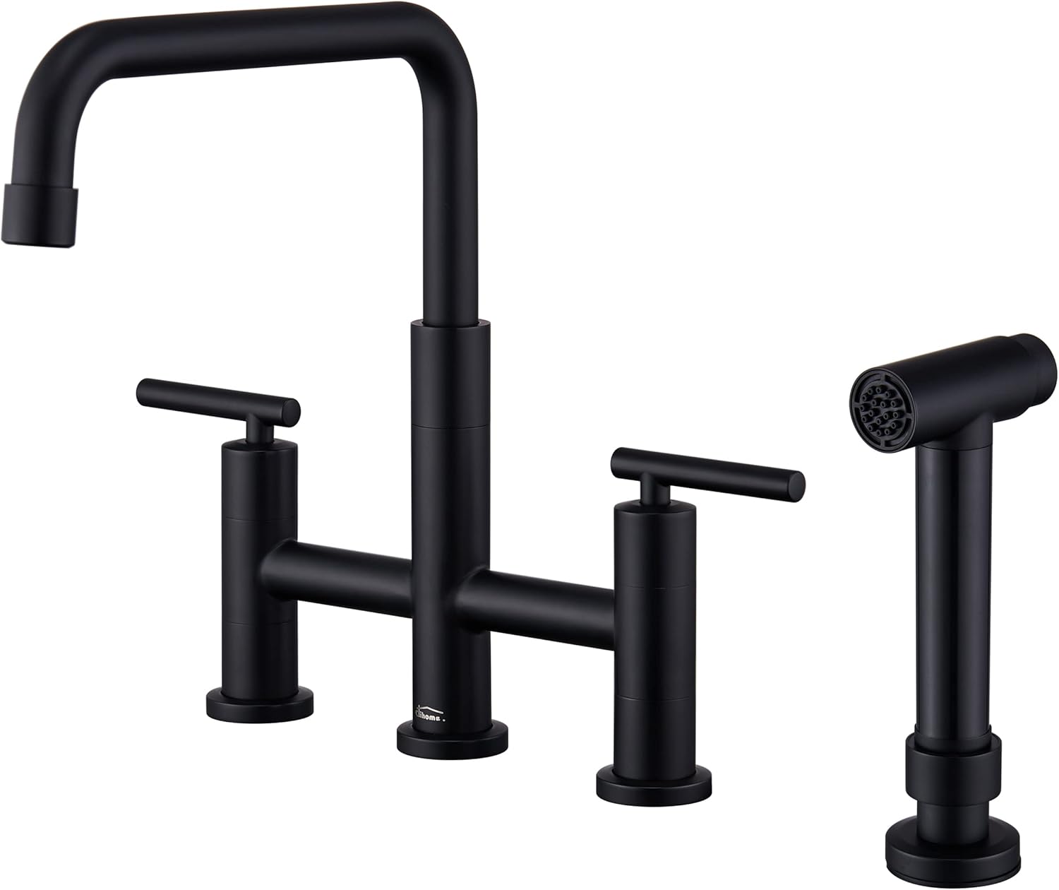 360 Swivel Bridge Kitchen Faucet Stainless Steel 3 Hole Kitchen Sink