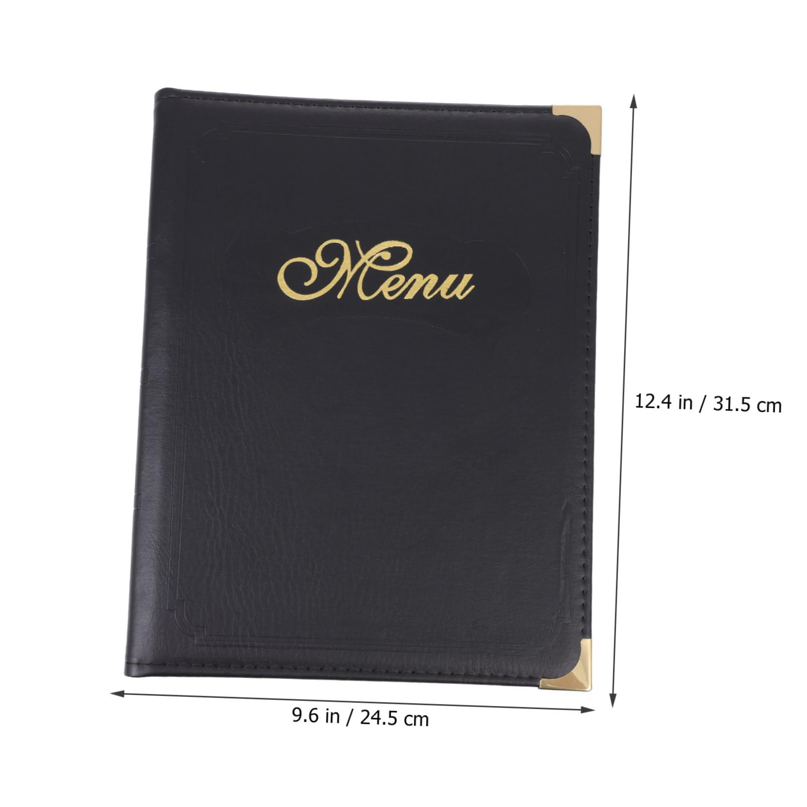 Carpeta de Menú Reutilizable de Pu Diseño de Páginas Deslizantes y Esquinas Redondeadas, Cubierta Negra Fácil de Usar para Restaurantes y Centros Comerciales