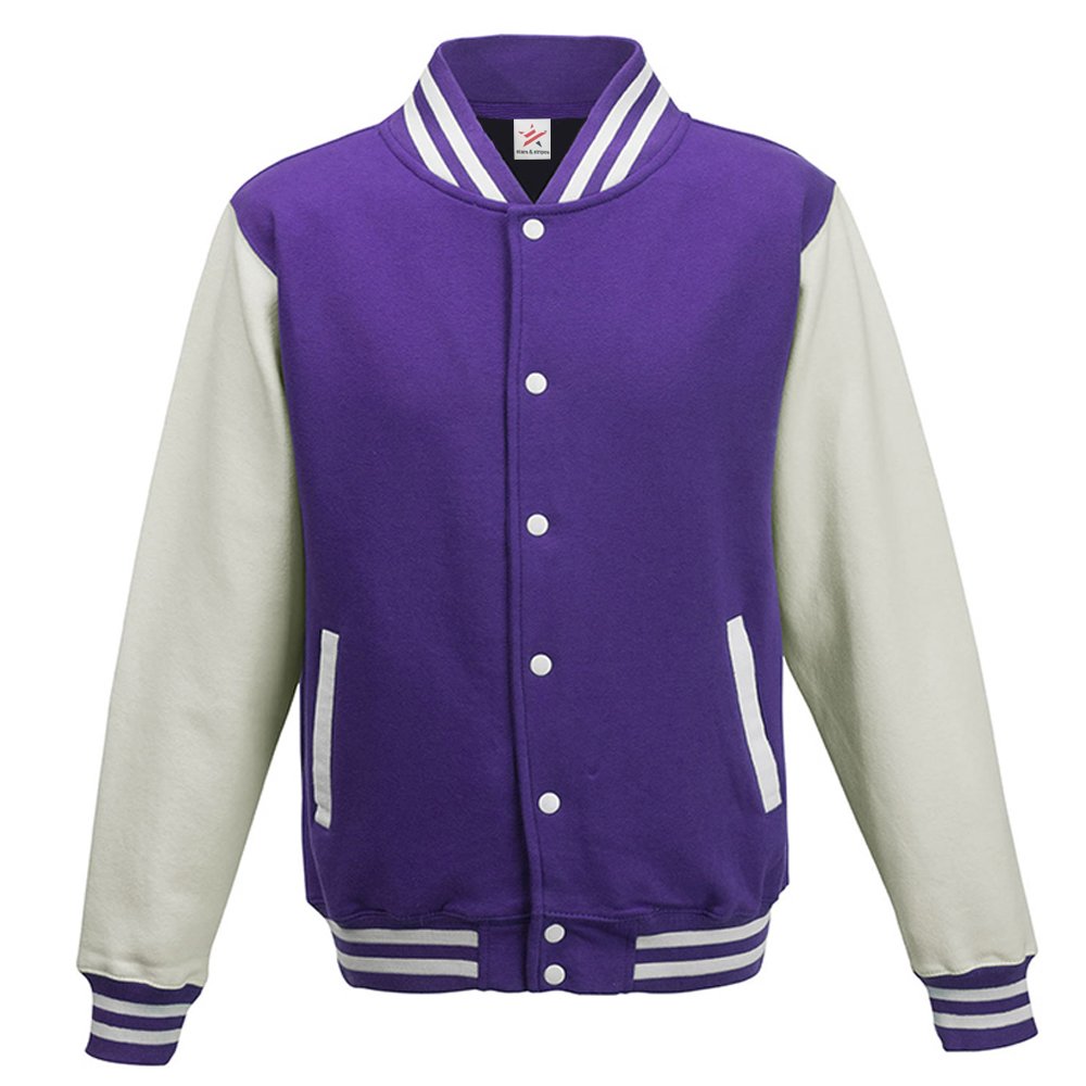Buy Varsity Jacket Purple with White Sleeve College, University wear