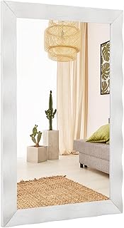 Comprar LIFEZEAL Espejo de Pared, 106x71,5 cm, Espejo Decorativo con Marco de Madera de Caucho, Espejo Rectangular para Dormitorio, Pasillo, Entrada (Blanco)