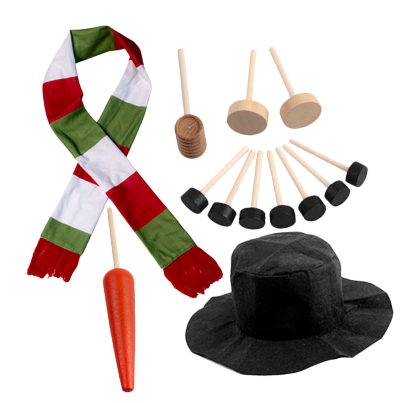 IMIKEYA 3 Sätze Schneemann Verkleiden Karotten-schneemann-Nase Weihnachtsmann-Puppen Winter Weihnachtsschneemanndekorationen Weihnachtsschneemann Dekore Schneemann Bausatz Hölzern