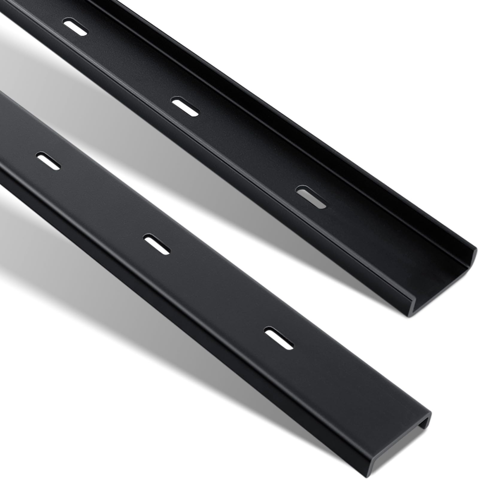 Blulu 2 supporti a C in acciaio con canale a C, staffa a C nascosta, per piano di tavolo, lastre con bordo vivo, lavorazione del legno, finitura nera (61 cm)
