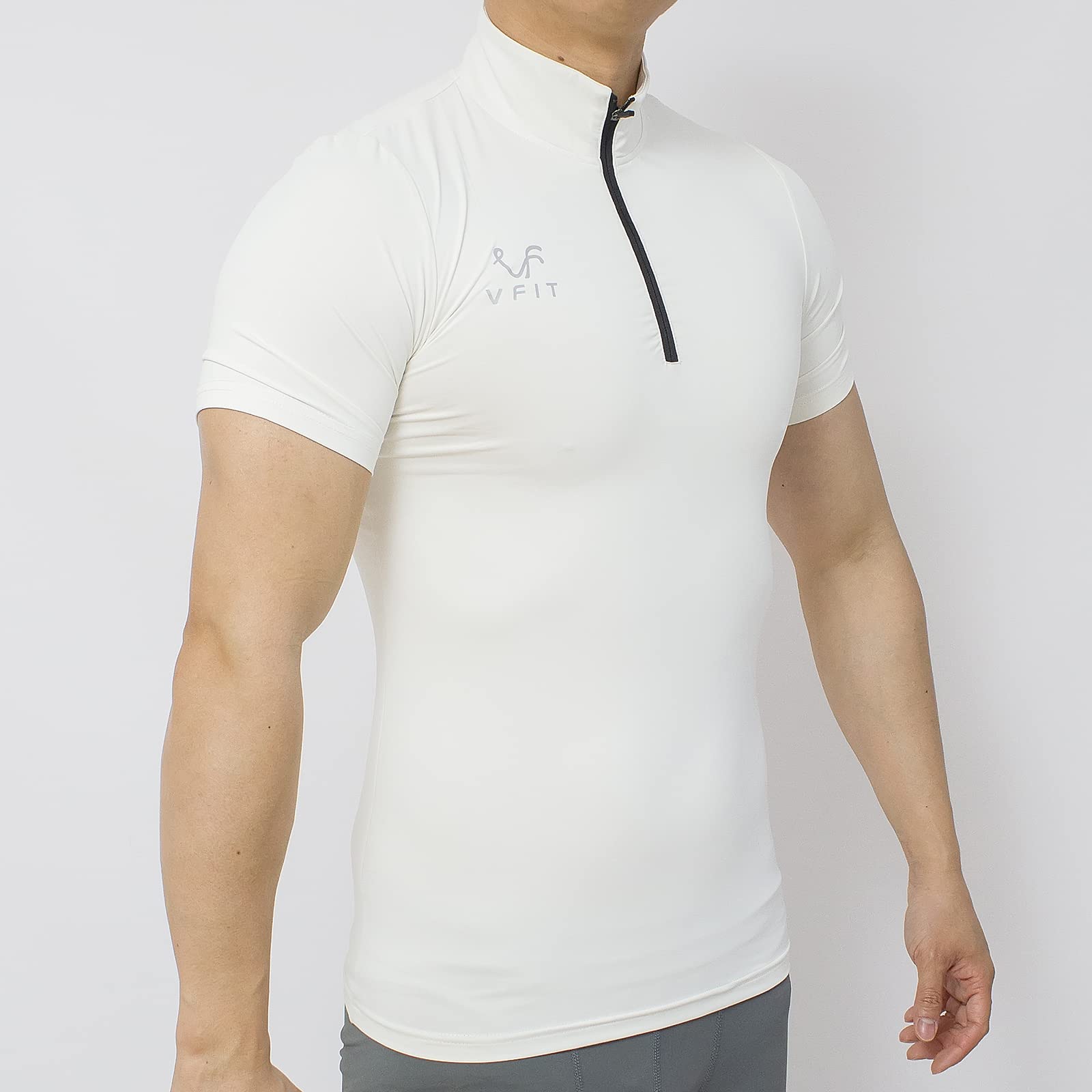 T-Shirt Compression pour Homme à Manches Courtes avec Fermeture éclair Sportive