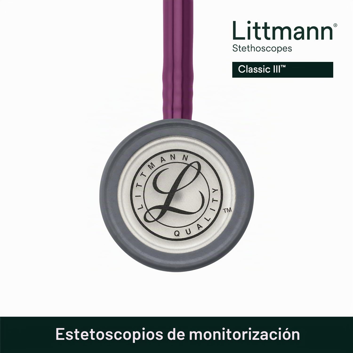 3M Littmann Fonendoscopio para monitorización Classic III, tubo color ciruela, 68,5 cm, 5831