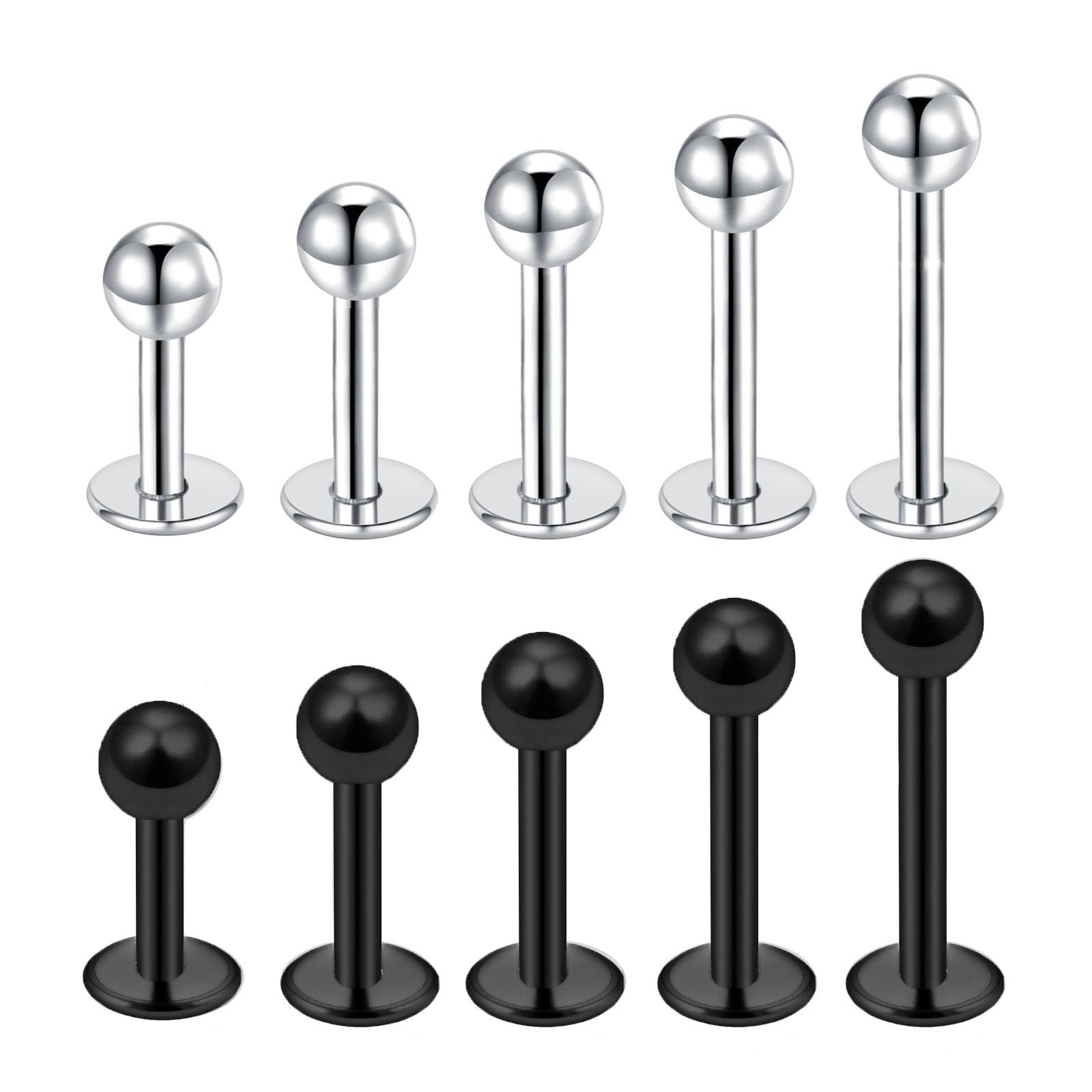 Besyvvin Lip Bars Labret Studs 16G Stainless Steel Plastic Flat Back Helix Tragus Cartilage Earring Stud 4-12MM Monroe Medusa Piercing Jewellery Silver Gold — view 10