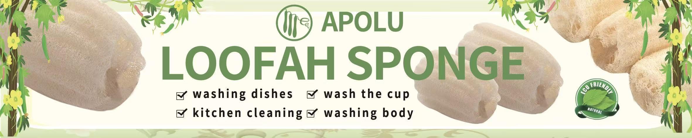 Apolu Natural Loofah Sponge, Loofah Exfoliating Body Sponge Scrubber for Skin Care, Kitchen Sponge for Cleaning Dishes & Pans Skin Friendly - Pack of