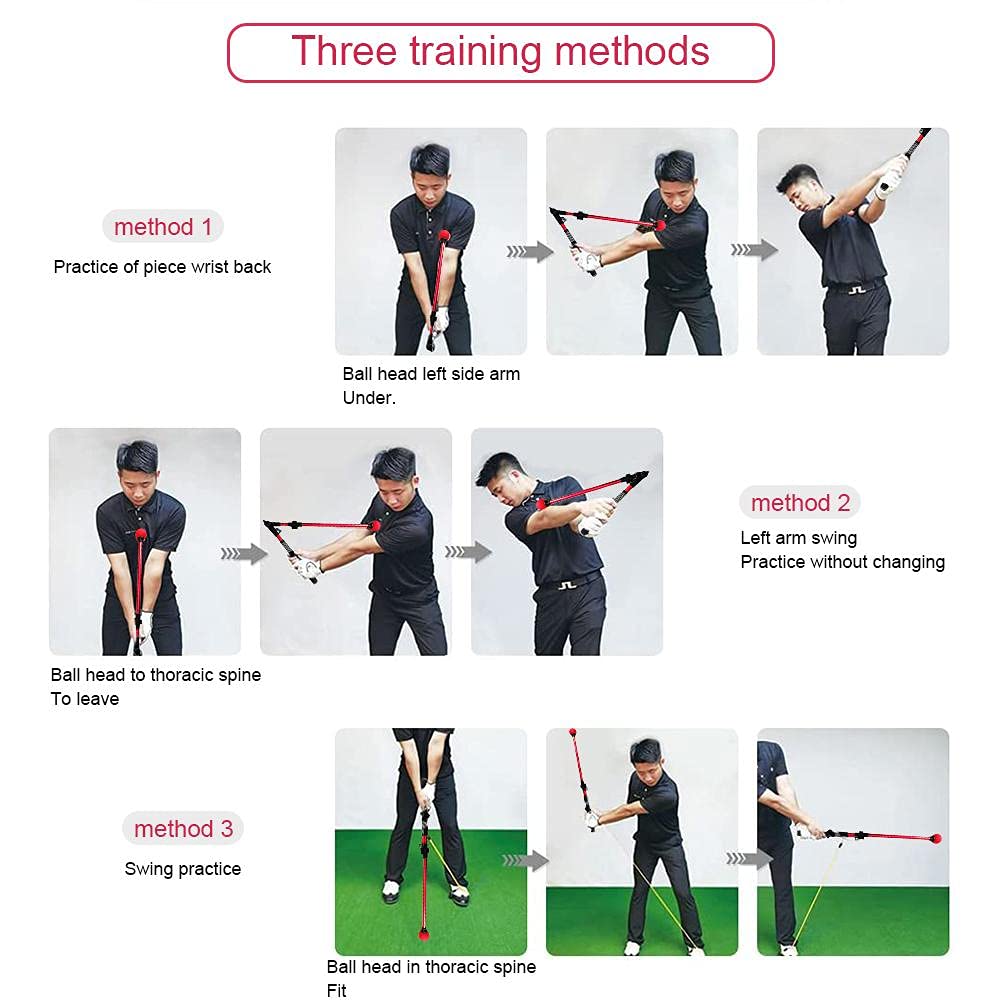 Golf Swing Practice Equipment Folding Posture Corrector Aid Posture Correction Swing Stretchable Stick With Wide Angle, Golf Swing Trainer aid, Portable Collapsible Trainer, Improve Swing Posture(A)