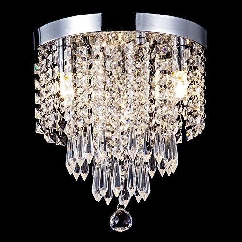 ZEEFO Crystal Chandeliers, Modern Pendant Flush Mount Ceiling Light Fixtures, 3 Lights, H10.2