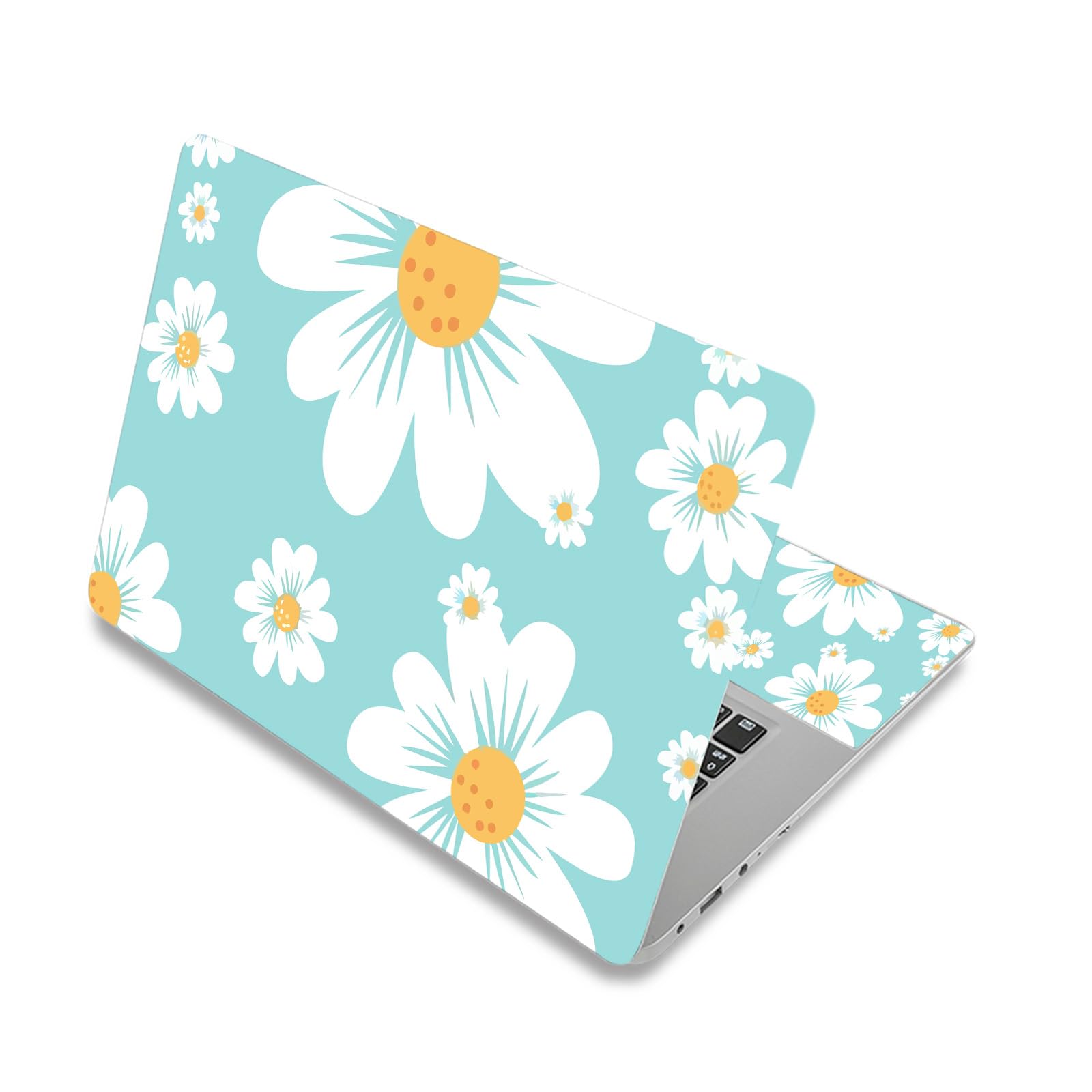 Laptop Skin Sticker Decal,13" 13.3" 14" 15" 15.4" 15.6 inch Laptop Vinyl Skin Sticker Cover Art Protector Notebook PC (Free 2 Wrist Pad Included), Decorative Waterproof Removable (Chrysanthemum)