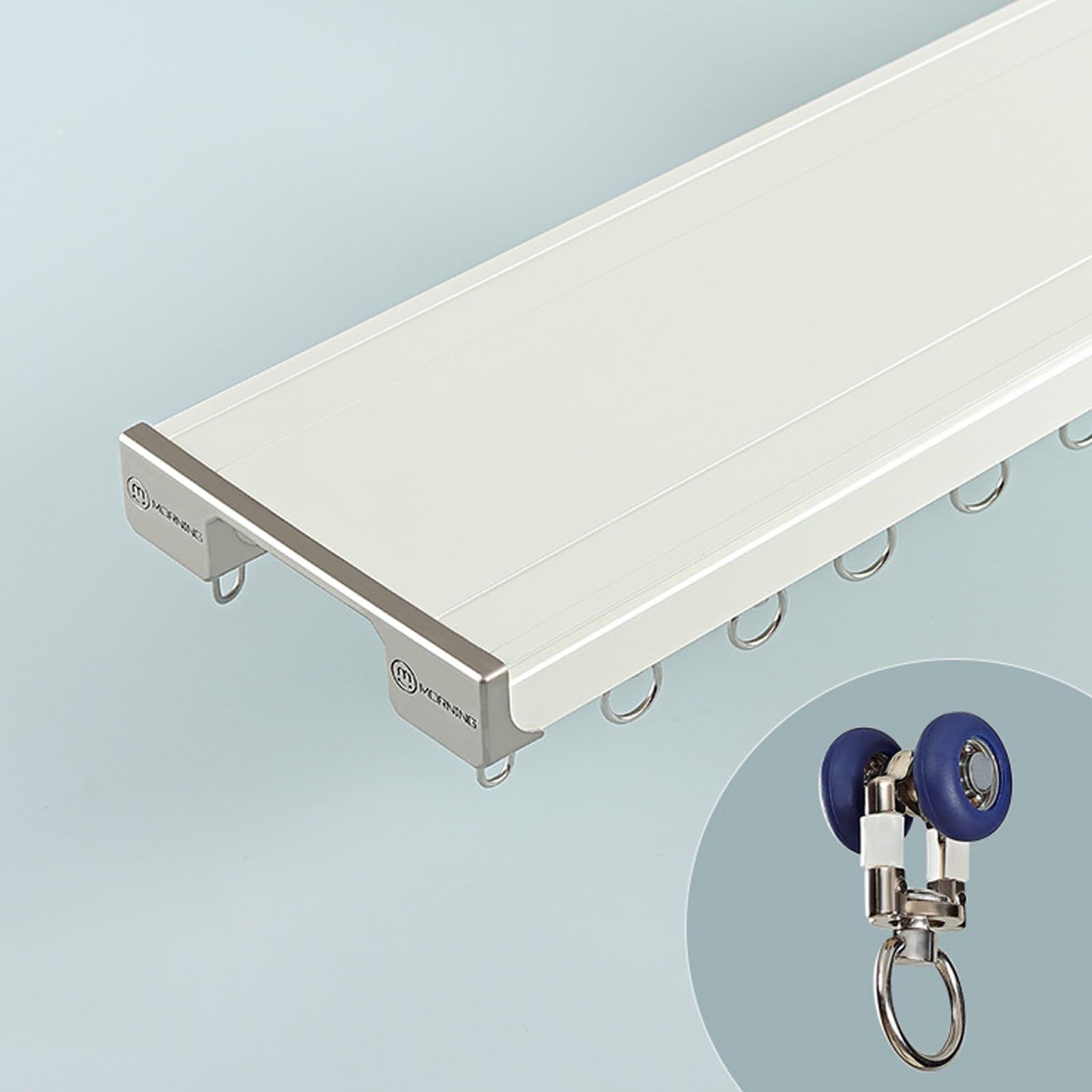 Deckengardinenschiene, 5 Meter Gardinenschiene, Vorhangschiene 2 Läufig, Für Müheloses Gleiten, Ideal Für Duschfenster, Wohnmobil-Raumteiler, Privatsphäre Und Heimdekoration(White,5.8m(19ft))