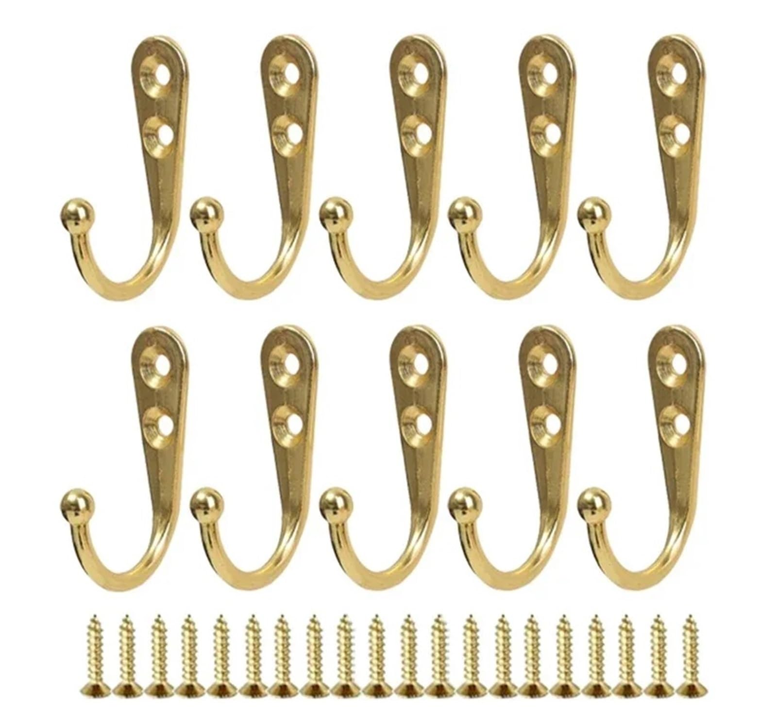 Kleiderhaken Wand Metal Hooks with Screws Wall Mounted Hanging Hook for Coat Towel Bags Caps Hanger Kitchen Bathroom Storage Rack Holder(Gold,50 Sets)
