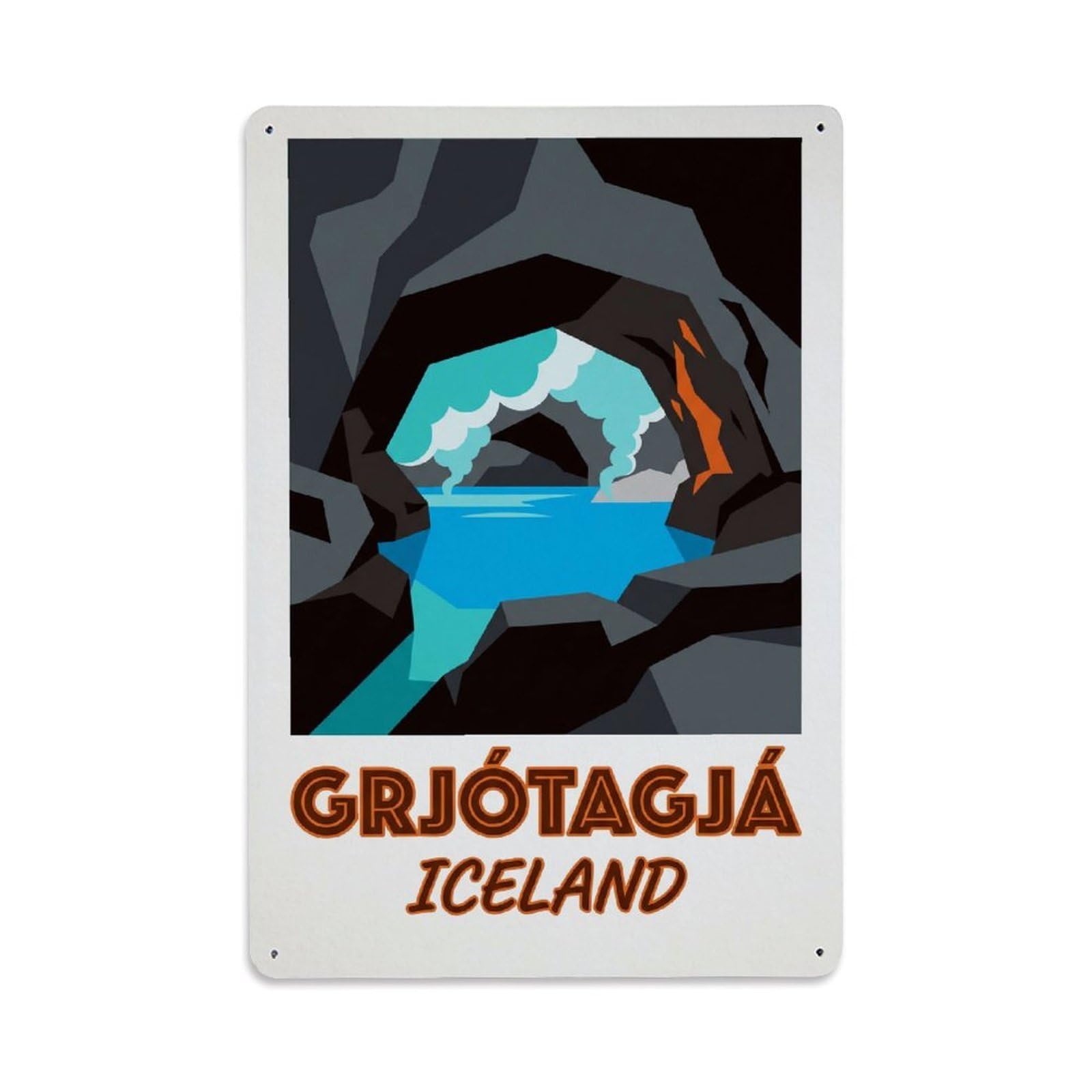 Gead 8X12inch Style Vintage Travel Grjotagja Iceland Cave Metal Tin Sign