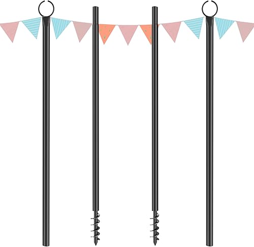 Espird Paquete de 2 postes de luz para exteriores, poste de luz exterior de 10 pies para luces de cadena, postes de luz de patio trasero para