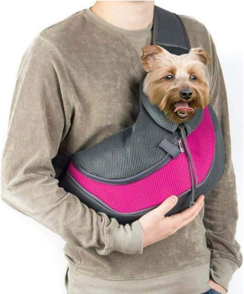 Bolsa Sling Transversal para Pets, Cachorro e Gato, Tecido Respir&aacute;vel, Al&ccedil;a Ajust&aacute;vel, com Bolsos...