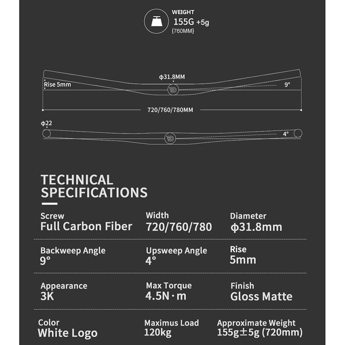 Guidon aluminium Vélo De Montagne Riser Bar Guidon 31.8mm 780mm VTT MTB