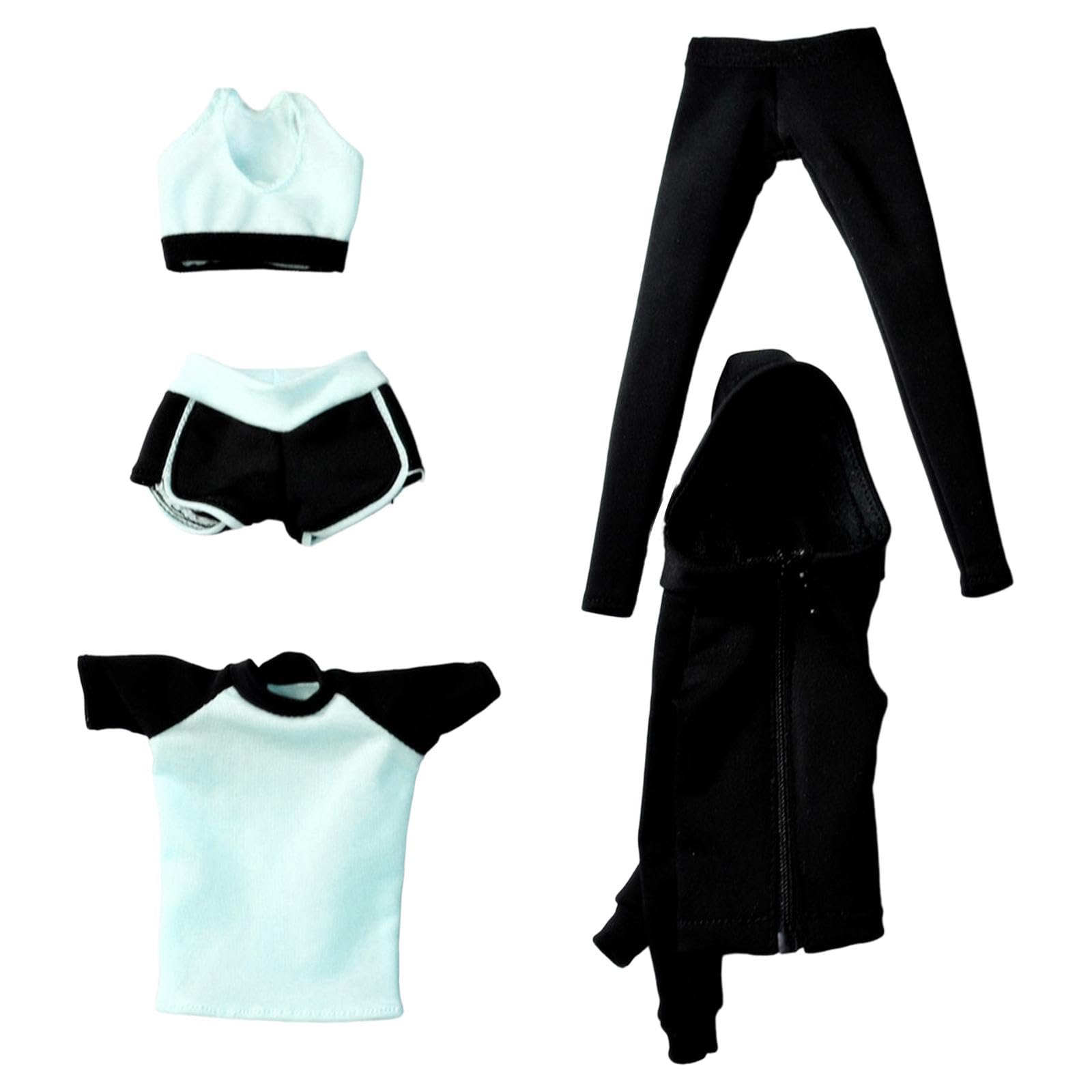 Milageto 5 Piezas Sudadera para Muñeca 1/6 Conjunto Ropa Muñeca Deportiva Ropa para Figura Femenina con Tela Suave Fácil de Poner Y Quitar Adecuado para Colecc, Azul
