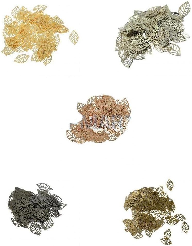 SNAPPSY 3x100 Pieces Tree Leaf Filigree Hollow Cut Charm Pendant DIY Jewelry Findings