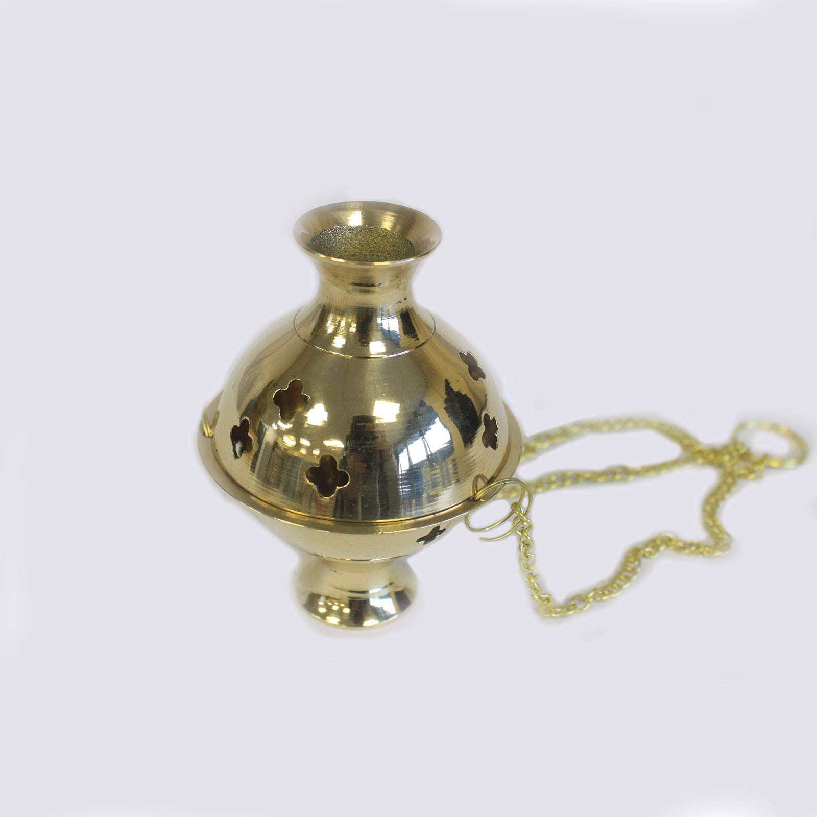 A & W Hanging Brass Incense Burner, 3 Chains, Perfect For Resin