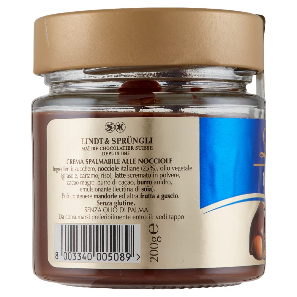 Lindt Crema Spalmabile alle Nocciole Lot de 3 crèmes à tartiner avec noisettes en verre 200 g de noisettes italiennes fines