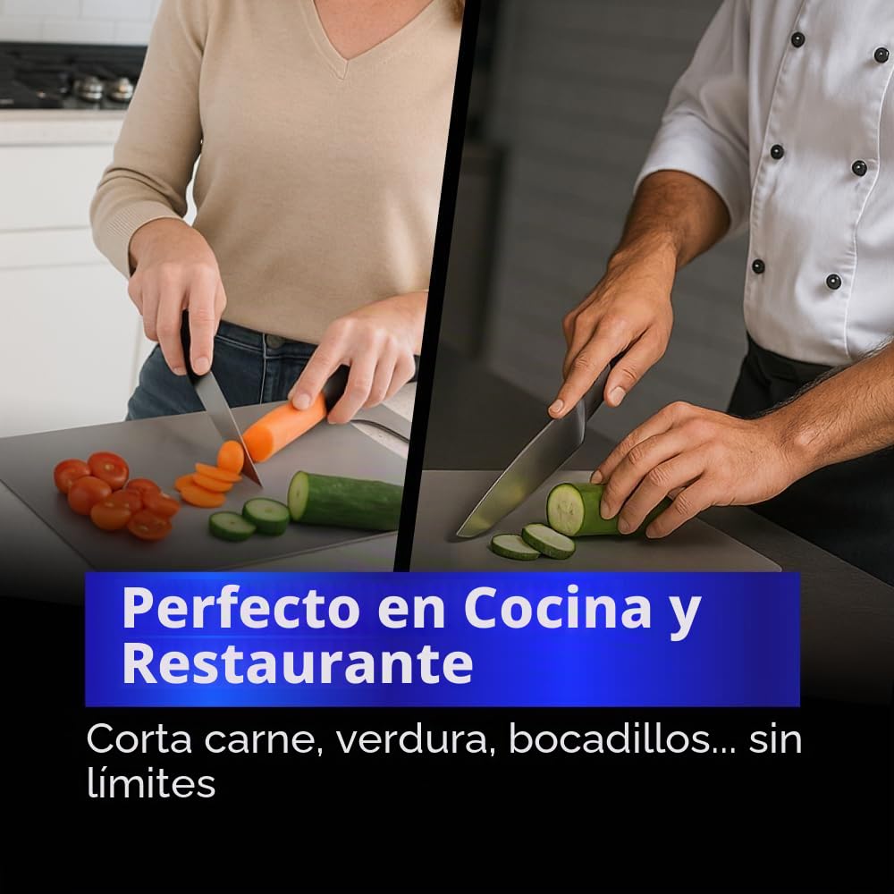 INOXLM - Tabla de cortar de acero inoxidable alimentario, 39x28 cm, apta para Haccp, profesional de doble cara, resistente, para cocina, bar y restaurante