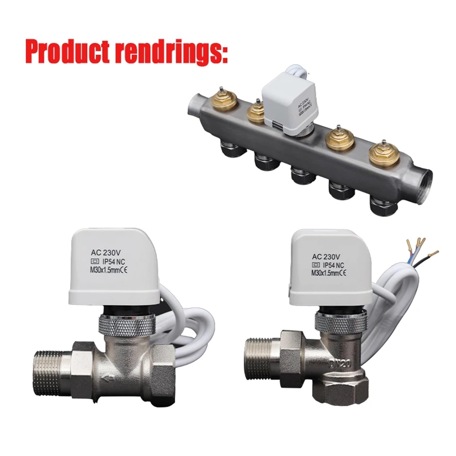 Actuador térmico normalmente cerrado de 4 cables for colector de suelo radiante PEX de agua circulante/etilenglicol(1piece)