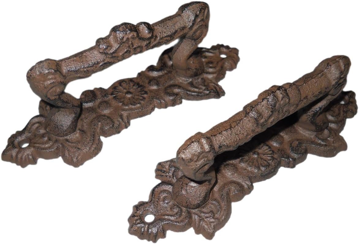 2 Large Cast Iron Antique Style Fancy Barn Handle Gate Pull Shed Door Handles 4 IRP-957 Handmade Decor Artisan Art Decor For Home Vintage