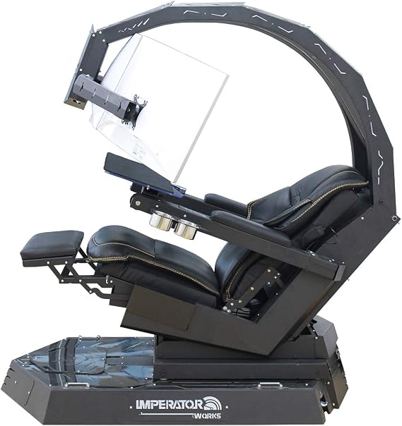 IW R1 Imperator Works Genuine Leather Chair Cockpit Gaming Workstation Chair with Massage for Home and Office use, Support Triple Monitors Fully Motorized