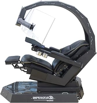IW R1 Imperator Works Genuine Leather Chair Cockpit Gaming Workstation Chair with Massage for Home and Office use, Support Triple Monitors Fully Motorized