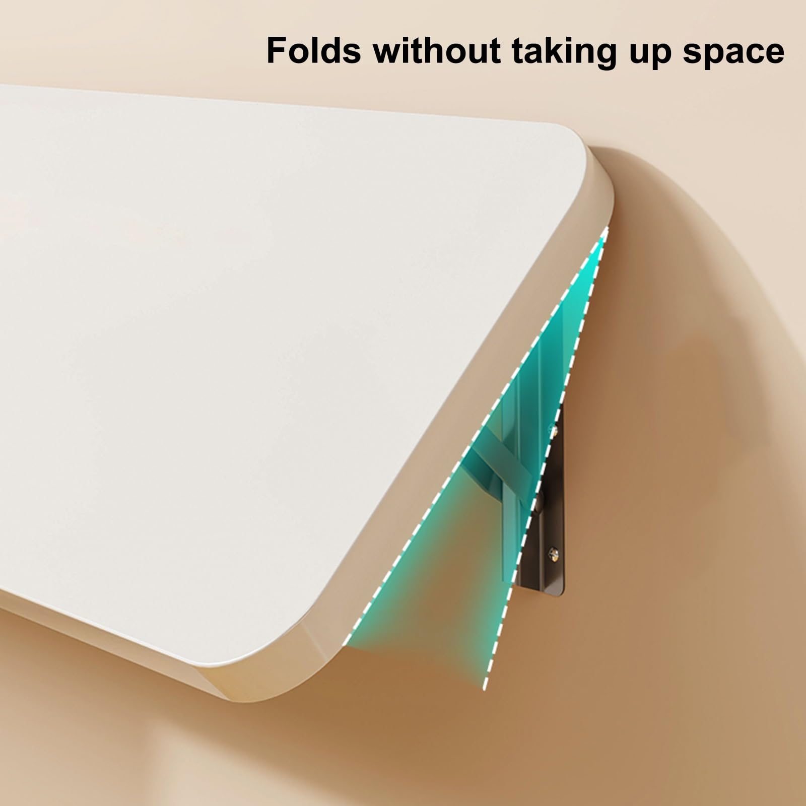 Kleiner Wandtisch Klappbar Klappbarer Wandtisch aus Holz, Verdickte Platte Starkes Tragendes Eisen Malerei Abgerundete Ecken 4 Farben für Schlafzimmer, Küche(White,40 * 20cm)